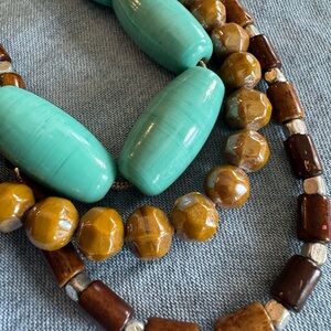 Turquoise and Brown Beaded Necklace